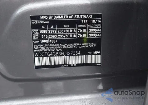 2017 Mercedes-Benz Gla 250 4Matic из США, поврежденный, VIN WDCTG4GB3HJ327354